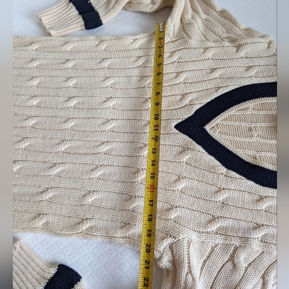 Silver Fleece Pure Australian Wool Contrast Longline Cable Knit sweater, size XL - Picture 8 of 10